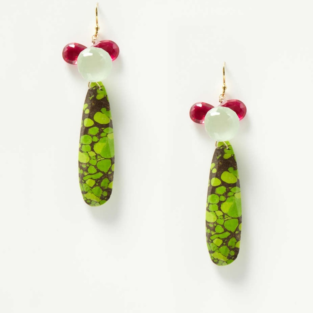 Alanna Bess Jewelry Green Turquoise Drop Earrings